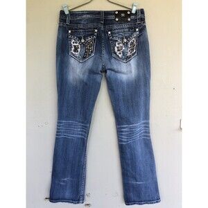 Miss Me Jeans 33 Bootcut Embellished Wings Distressed Medium Wash Y2K Festival